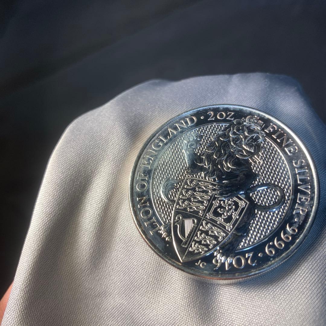 S4 純銀貨 2オンス クイーンズビースト 2016 ライオン・イングランド