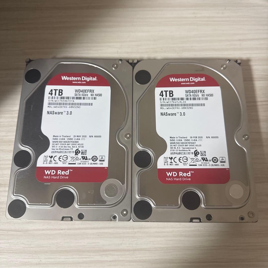 二枚セット WD Red 4TB HDD WD40EFRX - メルカリ