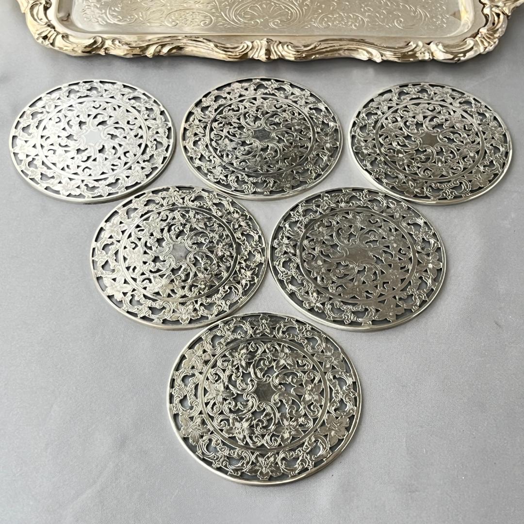 【WEBSTER】 【純銀 / ガラス】コースター 6枚組 スターリングシルバー