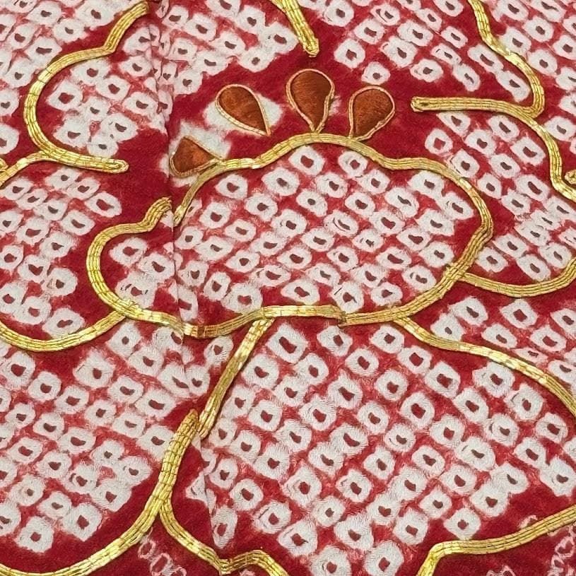 ゆりのはな 本振袖 総絞り 金駒刺繍 金彩入り 花柄 赤色