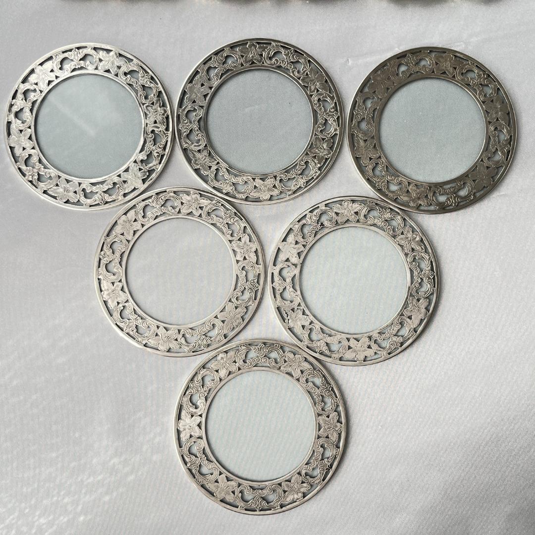 【WEBSTER】 【純銀 / ガラス】コースター 6枚 スターリングシルバー