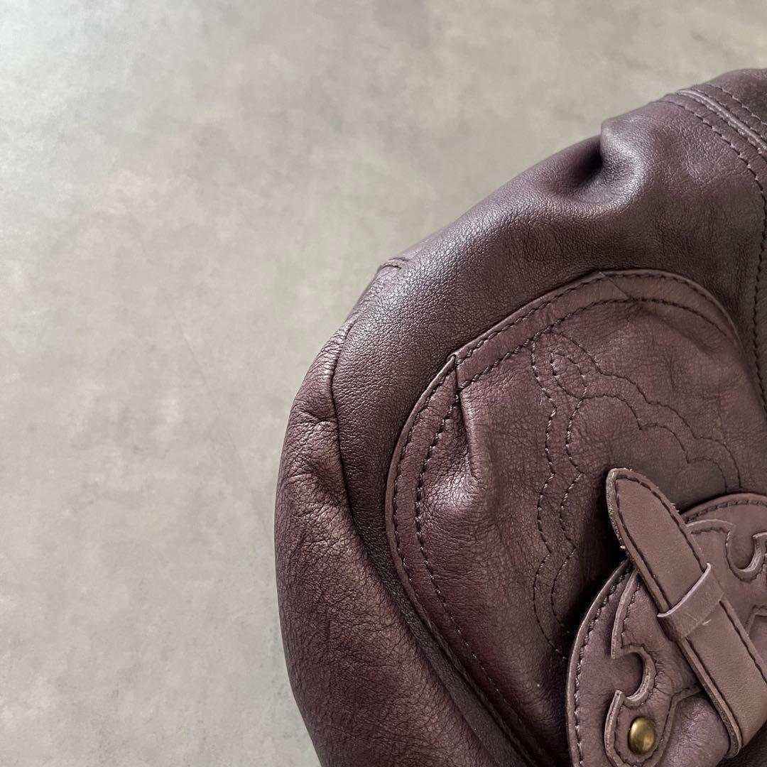 【美品】 アナスイ バタフライ レザー ハンド バッグ ANASUI パープル