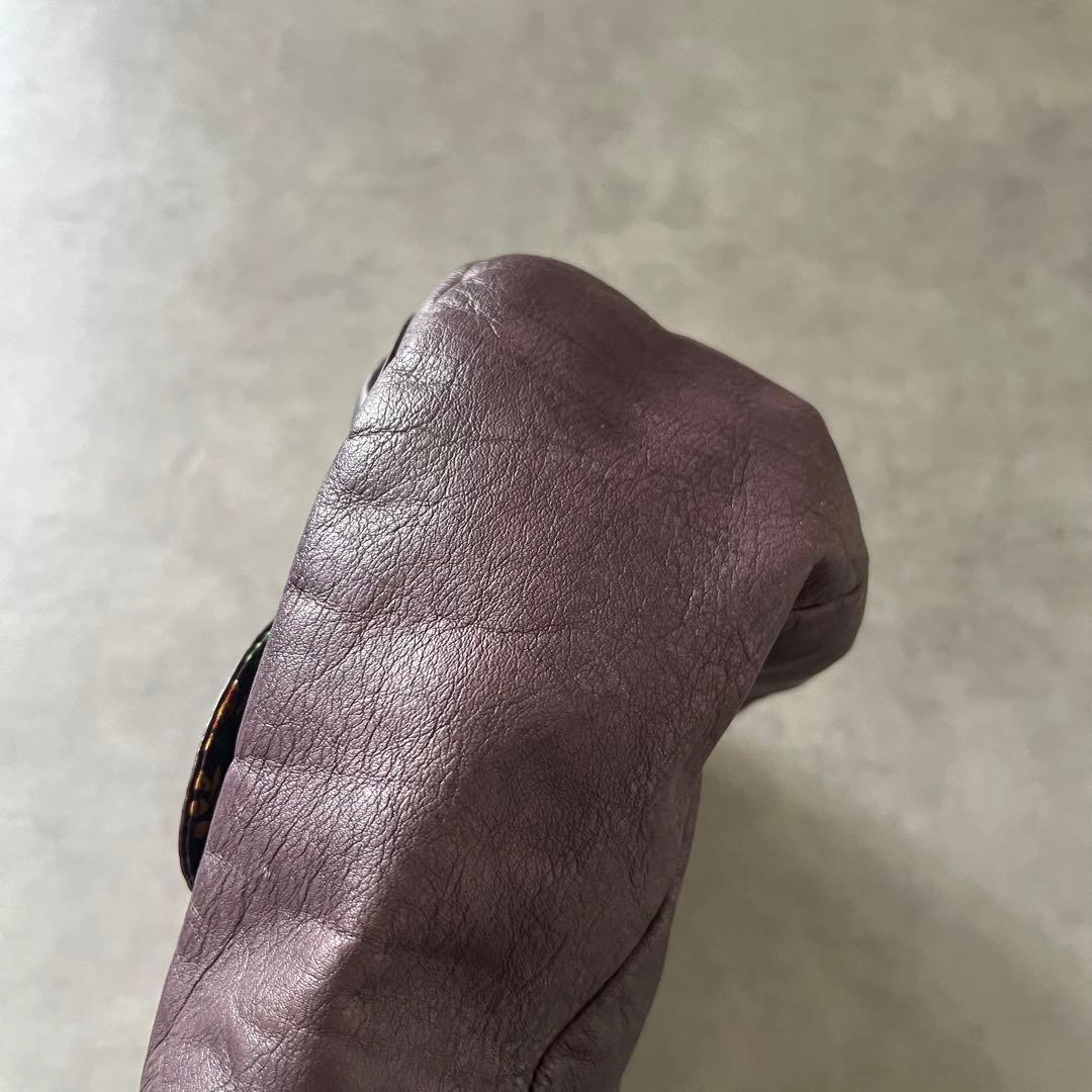 【美品】 アナスイ バタフライ レザー ハンド バッグ ANASUI パープル