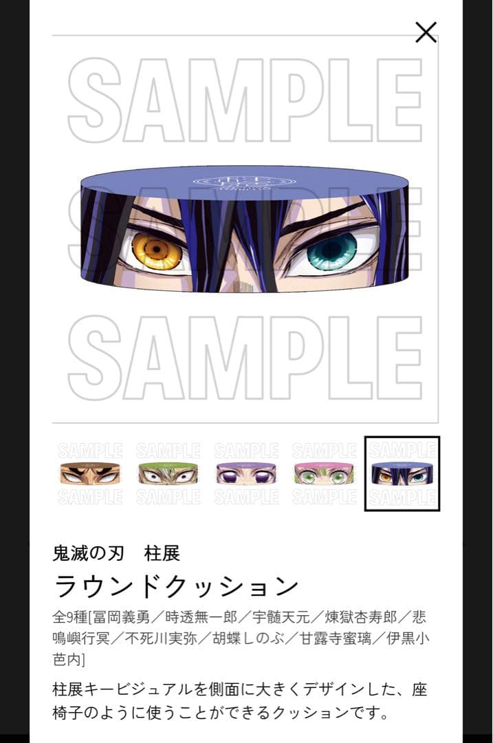 鬼滅の刃 柱展 ラウンドクッション 全９種