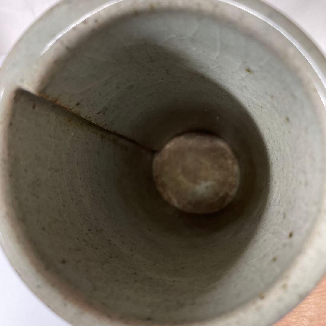 ハンドメイド 陶器 花瓶 茶色と灰色のグラデーション