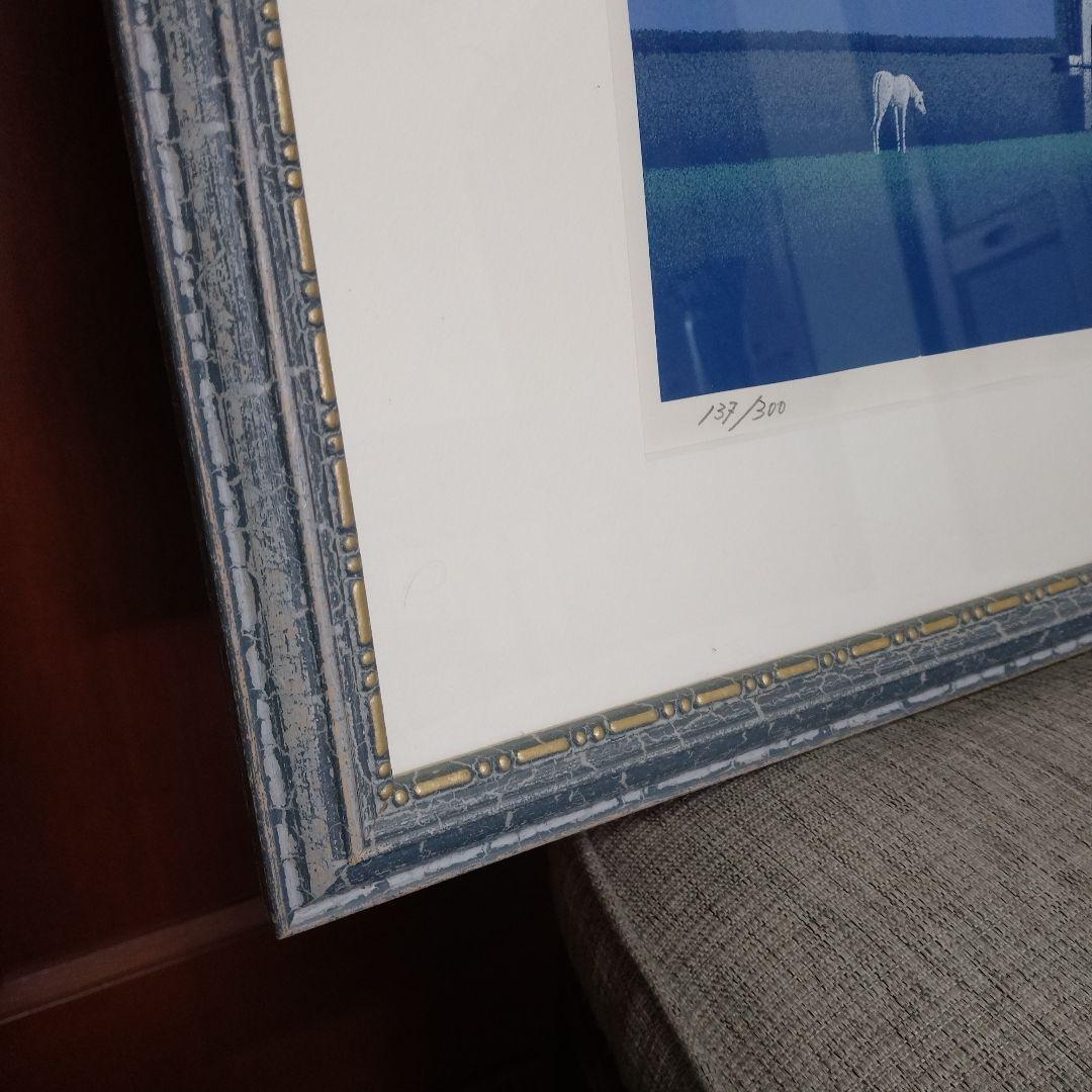 美品】松浦敬文 「水辺の城」 シルクスクリーン リトグラフ 特注額装