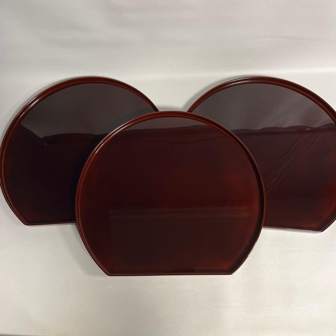 輪島塗　溜半月膳　五客