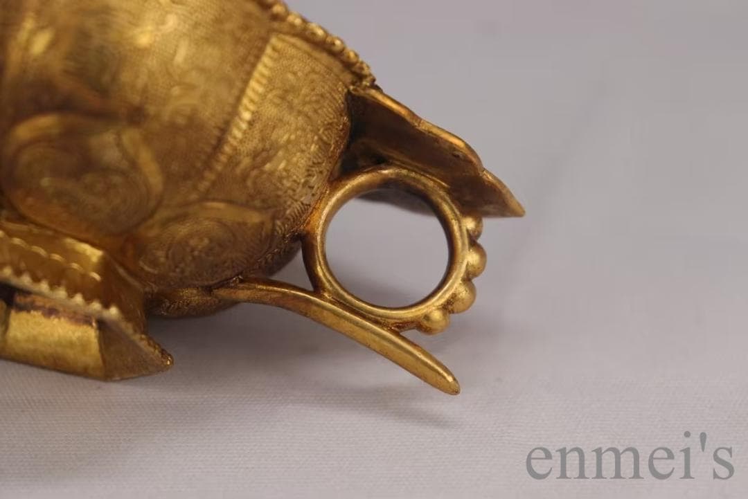 中国古美術 旧蔵 唐代 大唐貞觀款 鍍金銅酒杯 精銅製