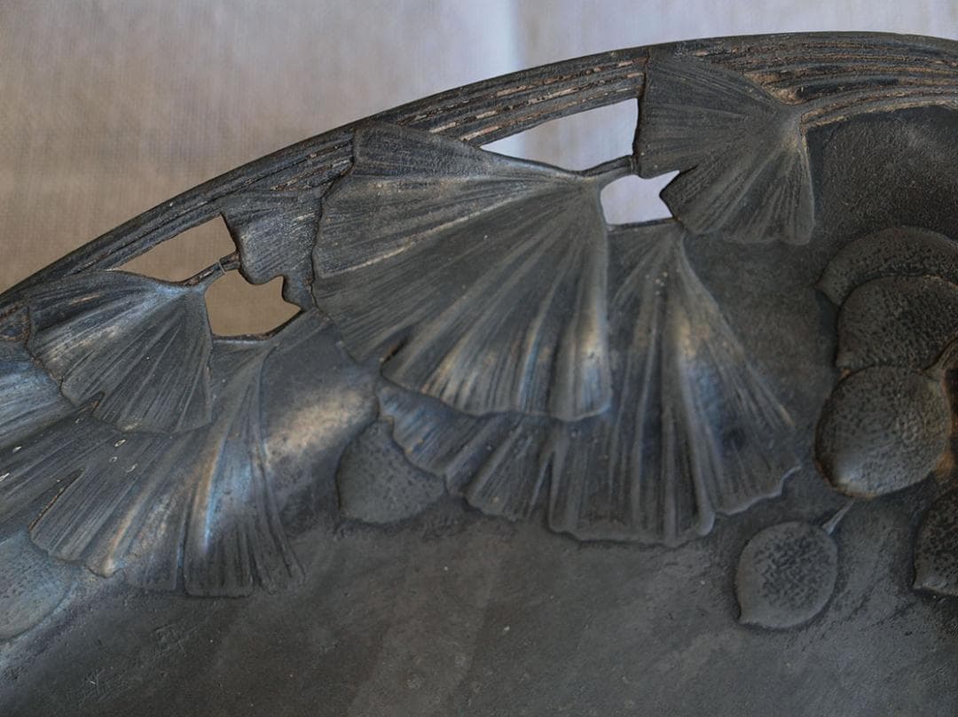 アールヌーボー トレイ 銀杏の木 錫 ピューターArt Nouveau/K050