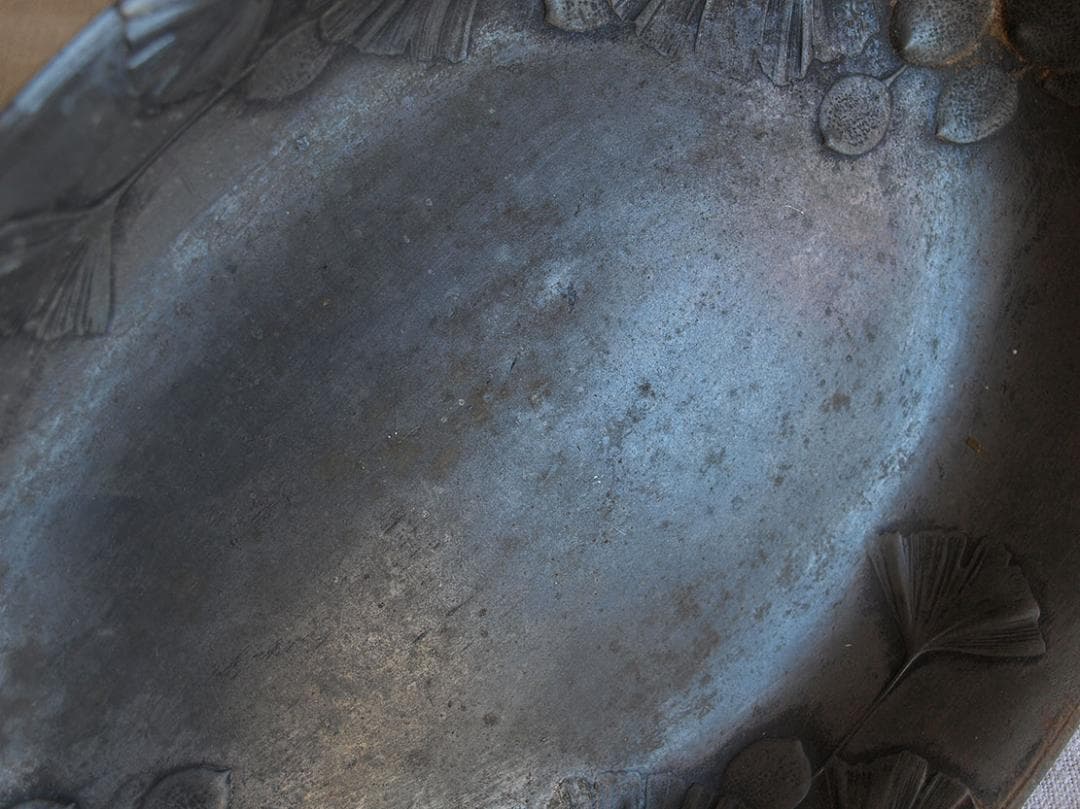 アールヌーボー トレイ 銀杏の木 錫 ピューターArt Nouveau/K050