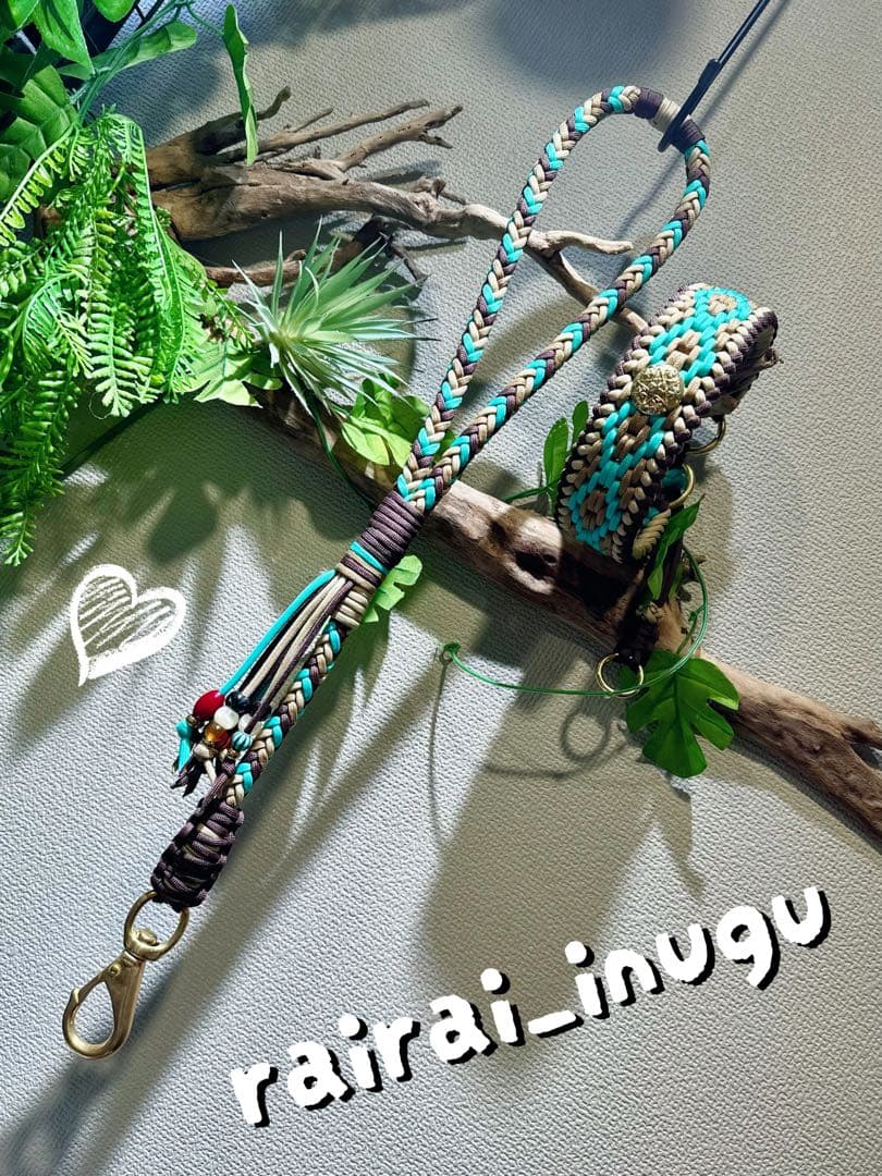 オーダー出品　ショートリード　ハーフチョーク　首輪 AMOKEN シルバーブリングハーフチョーク＆リードセット