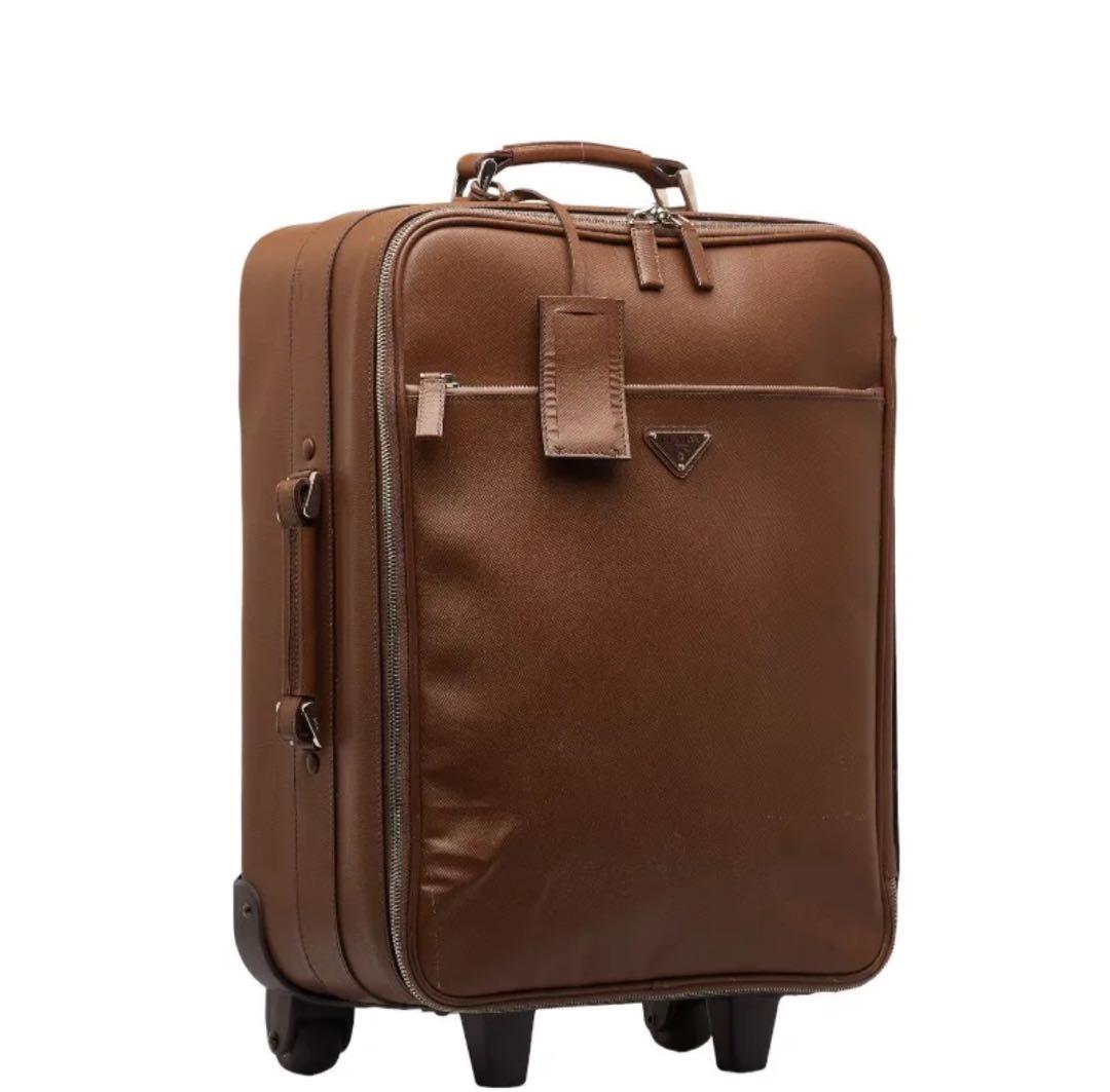 プラダPRADA 三角ロゴ サフィアーノ キャリーケース ブラウン