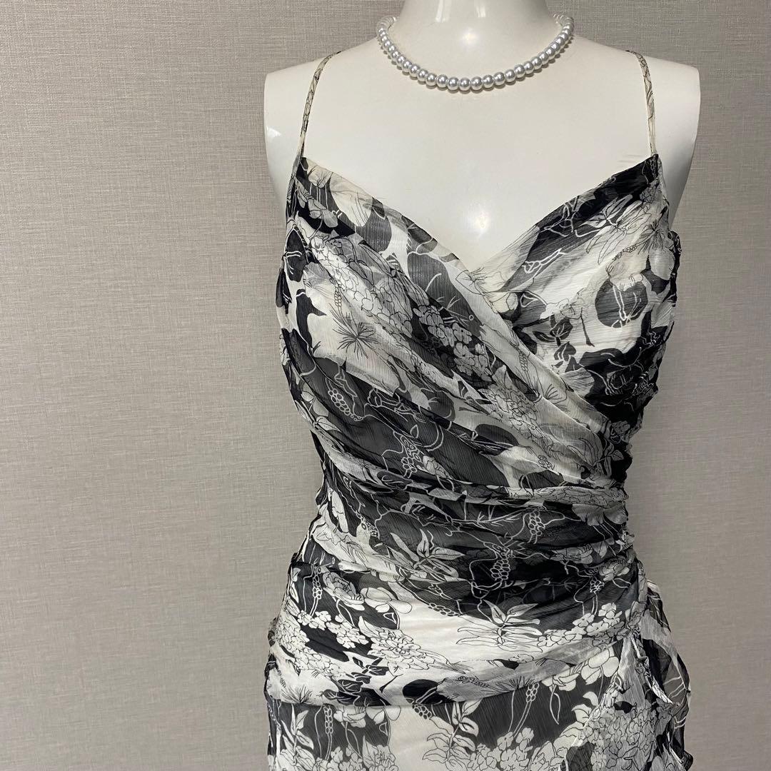 最高級 シルク 100% ジュネビビアン ロングドレス 花柄 マーメイド 演奏会