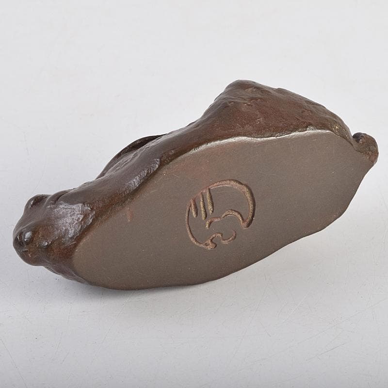 古銅　ブロンズ像　兎　置物　三郎刻印あり(吉田三郎？)　時代箱付　V　R9104