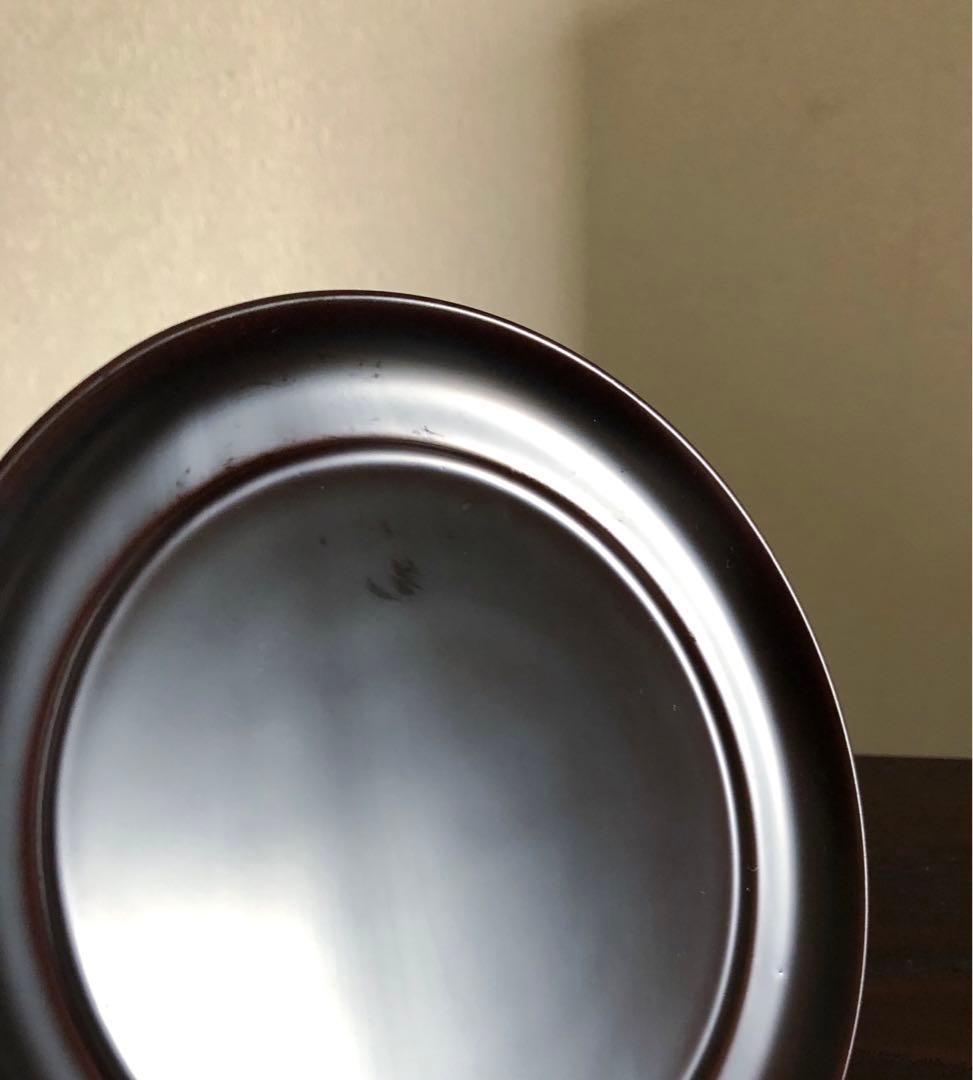 国産 浄法寺塗 木製 漆器 椿皿 楪子 銘々皿 溜塗 懐石 茶道具 5枚揃