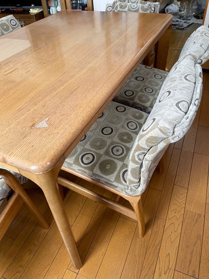 日進木工製ダイニングテーブルと椅子6脚セット　1/20廃棄予定