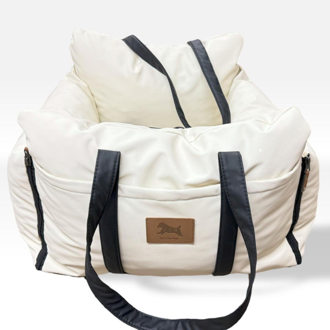 ホワイト】ドライブボックスシート PUレザー 合皮 犬 ペット ドライブ