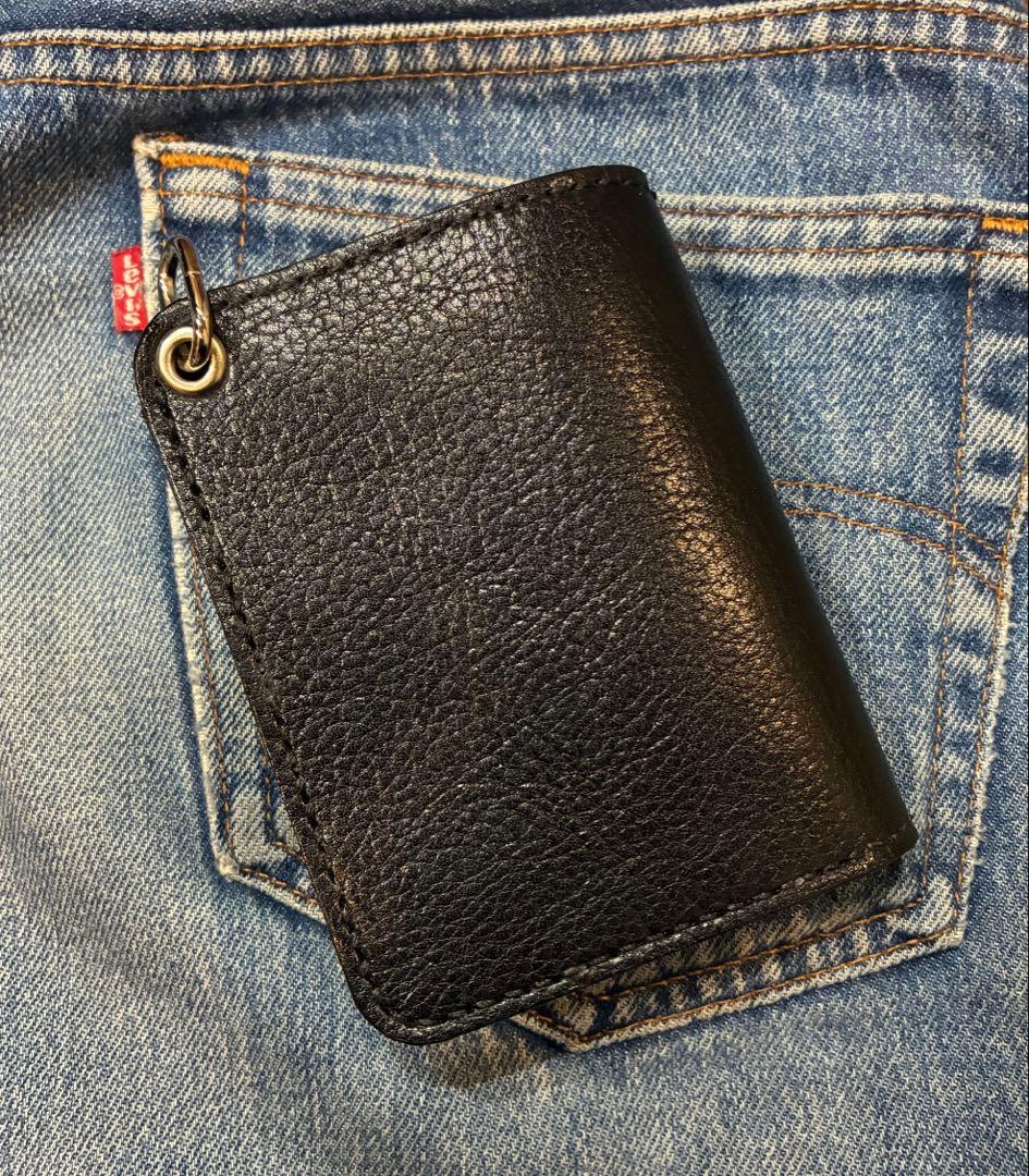 トラッカーウォレット　ショート　シュリンク　合金シルバー　クロスボール　※即納品