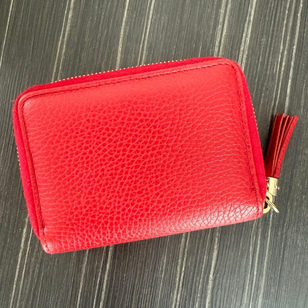 GUCCI　ソーホー　ケース　レザー　ラウンドファスナー　レッド