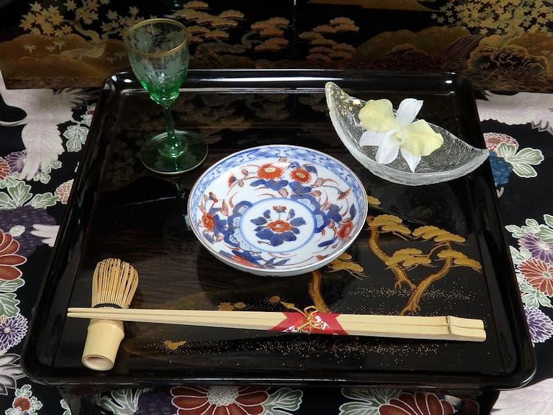 古伊万里　色絵　元禄写　菊に牡丹の図　４寸皿　５枚　 A081AS-MMv