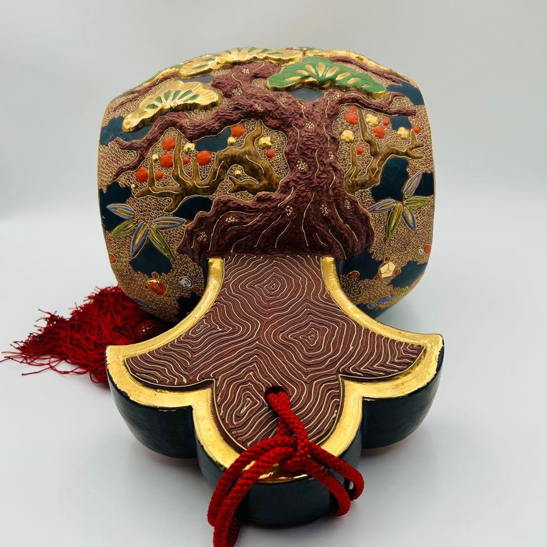 九谷焼 打ち出の小槌 縁起物 色絵 金彩 派手 正月飾り物 開運 金運 招福】