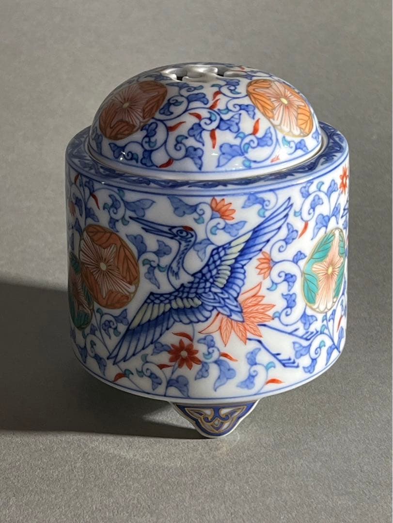 極真焼 染錦唐草鳳凰文 香炉 十五代 辻常陸 製 宮内庁