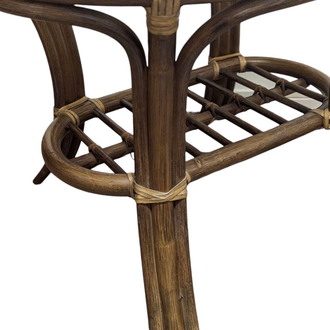 ラタン 籐 センターテーブル サイドテーブル 楕円形 丸型 ガラス