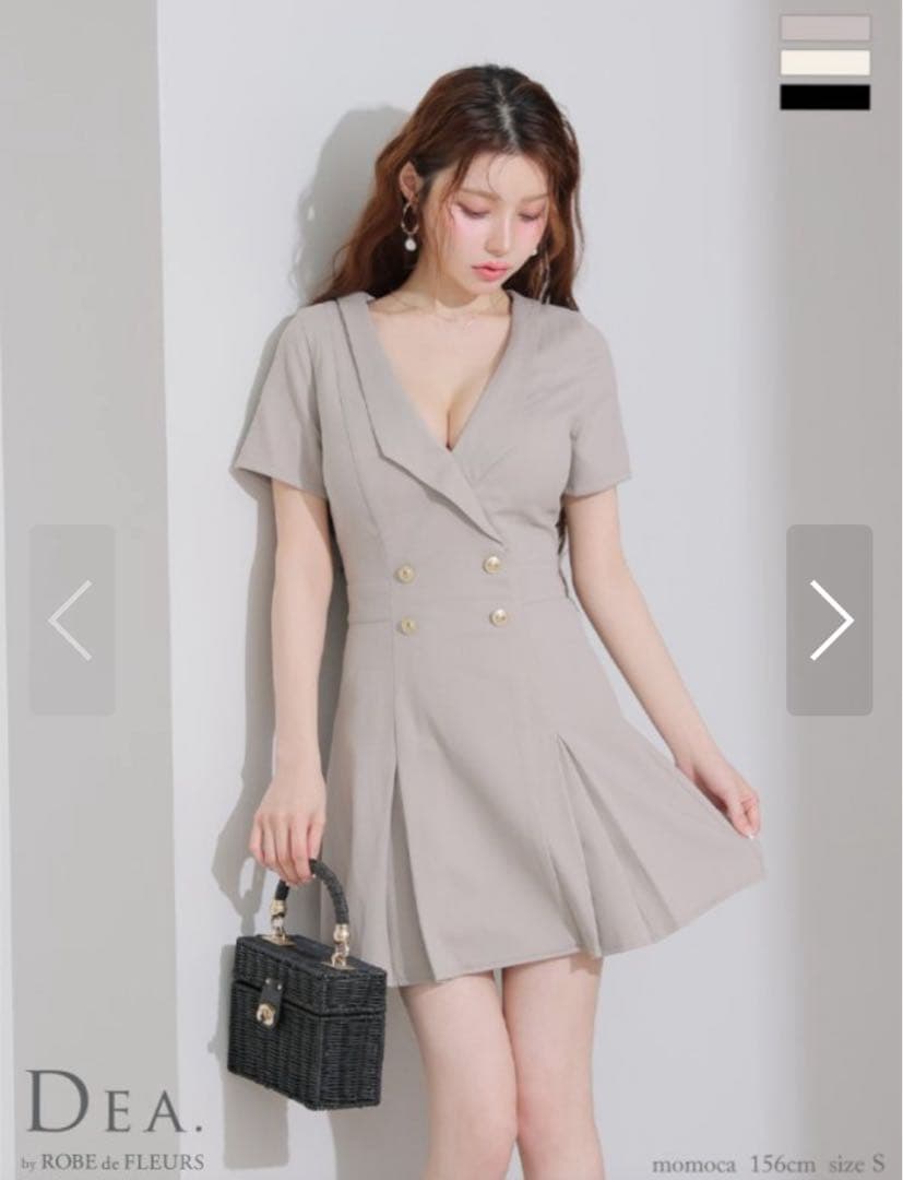 M キャバドレス/ ダブルボタン/ プリーツ/ フレア/ ジャケットドレス