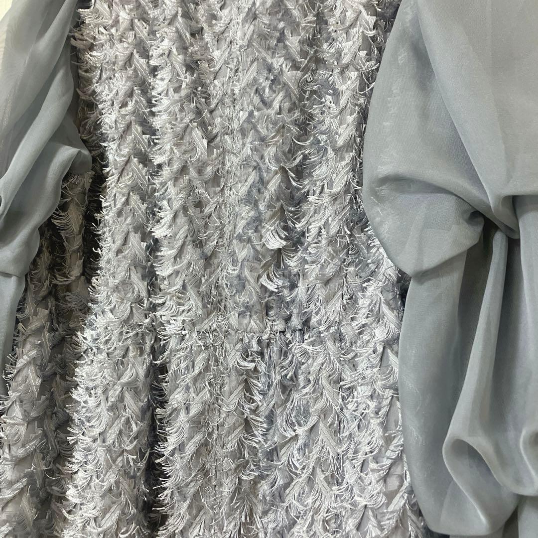 新品　美品　人気　ドリードール　デザインスリーブシャギードレス L グレー