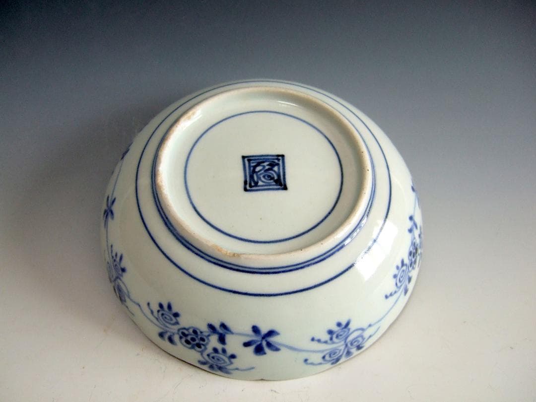 江戸中期 古伊万里 藍柿右衛門 蛸唐草 白抜蛸唐草 なます皿 / 逆蛸唐草