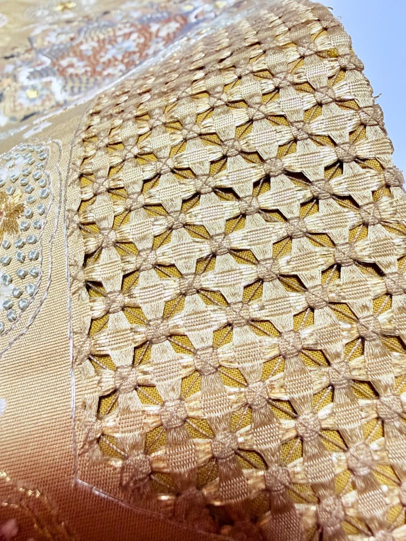 高級 袋帯 正絹 六通柄 汕頭刺繍 相良刺繍 蘇州刺繍 ゴールド 約120万