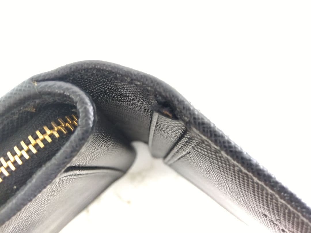 APV18 プラダ サフィアーノメタル L字ファスナー財布 ゴールド金具