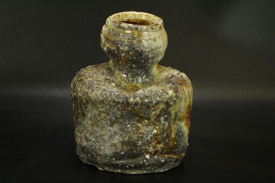 信楽焼 掛花入 高橋楽斎作 在印 美品(A600)