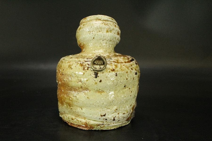 信楽焼 掛花入 高橋楽斎作 在印 美品(A600)