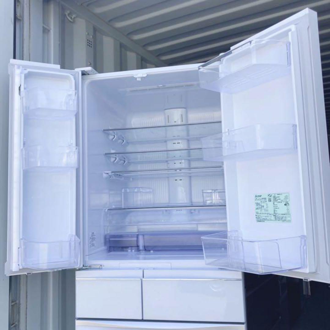 取付無料！三菱ワイドチルドルーム搭載おしゃれホワイトガラス6ドア