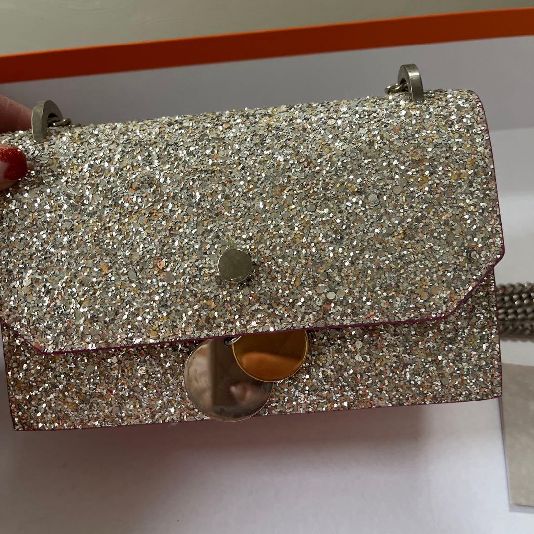 グリッターシルバー クラッチバッグ