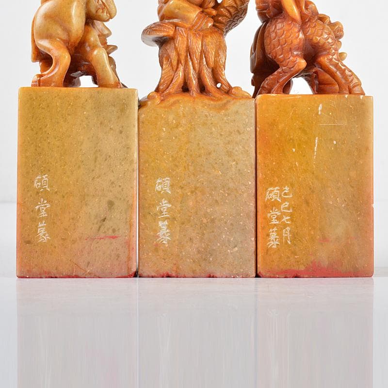 中国玉石寿山石彫刻神獣置物CR5125