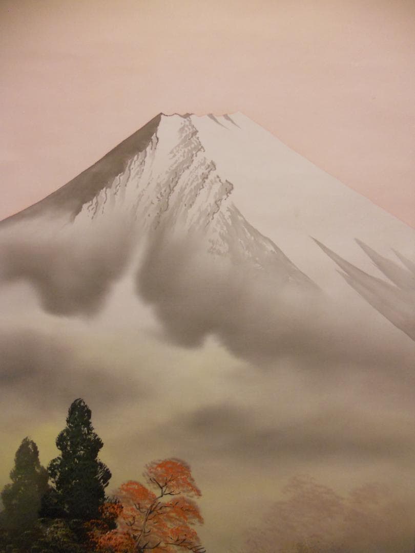 掛け軸 松泉 急流錦繍之図 絹本 希少 軸装 茶道具 掛軸 美品 です。