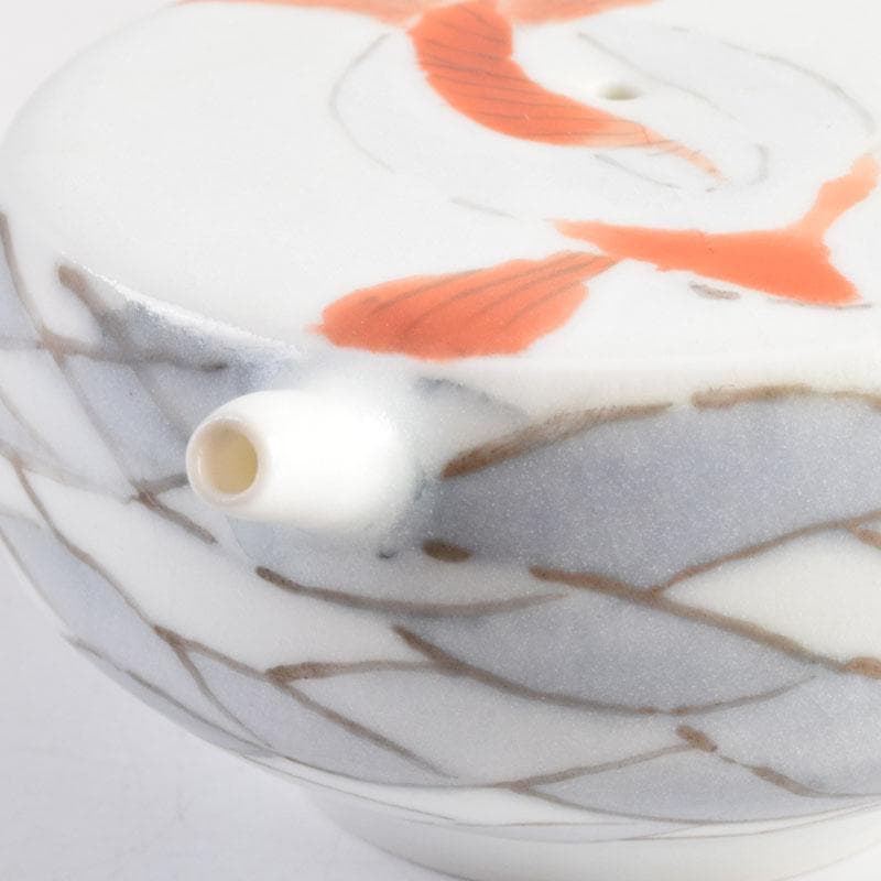 陶芸家 黒部駒子作 染付 金魚 水滴 書道具 共箱 V 8848