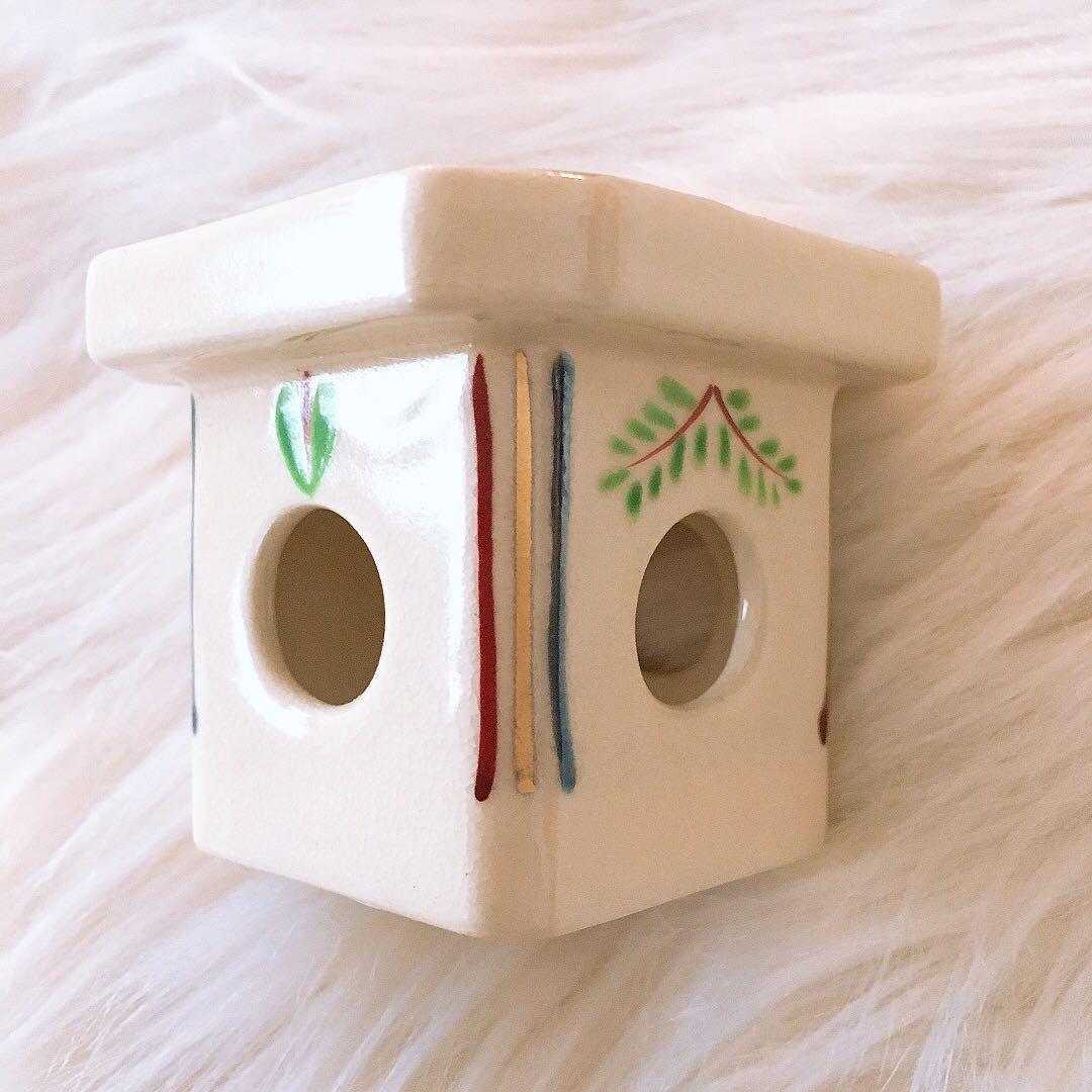 茶道具 蓋置 色絵三方蓋置 城岳窯 橋本城岳造