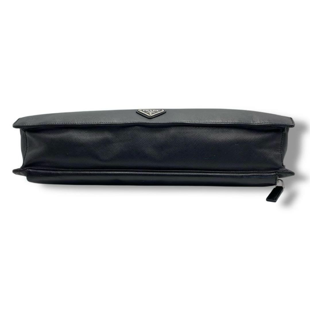良品 プラダ PRADA ロゴ サフィアーノ レザー ビジネス バッグ A4 黒