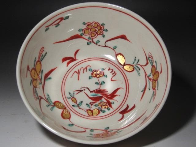 ☆　真葛香斎　赤絵菓子鉢　表千家　十三代　即中斎の花押がございます☆y597