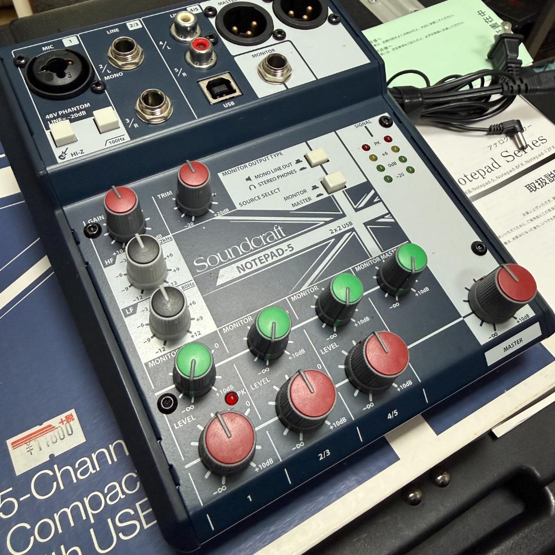 【美品／ケース付】Soundcraft Notepad-5 USBミキサー