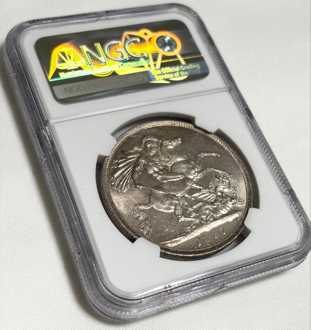 1887年 イギリス NGC MS62 ヴィクトリア女王 1クラウン 銀貨 イギリス