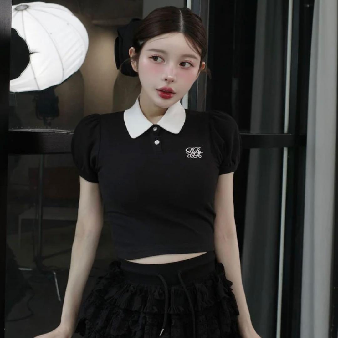 Darich ダーリッチ　DRCHバイカラーポロシャツ　ブラック　BLK