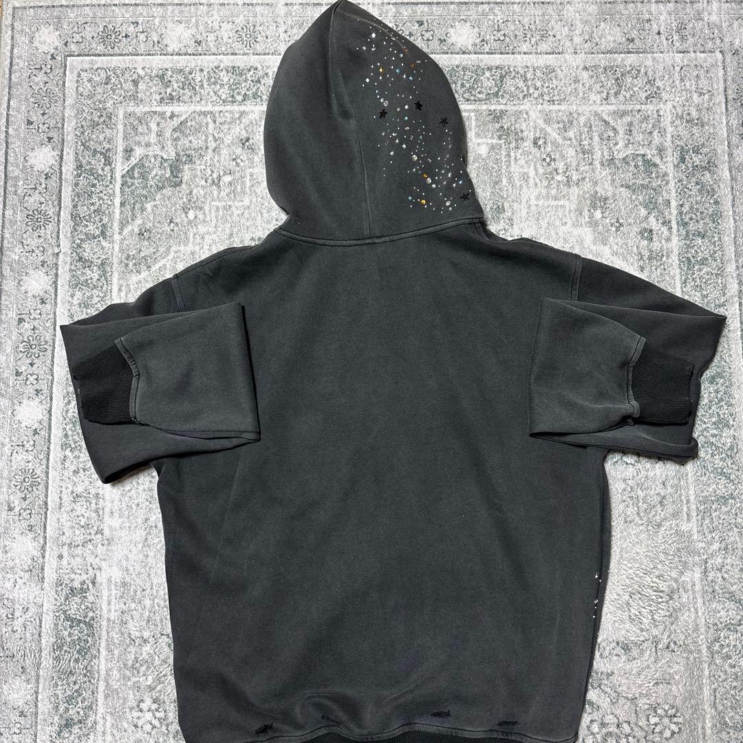 geek ラインストーンジップアップパーカー