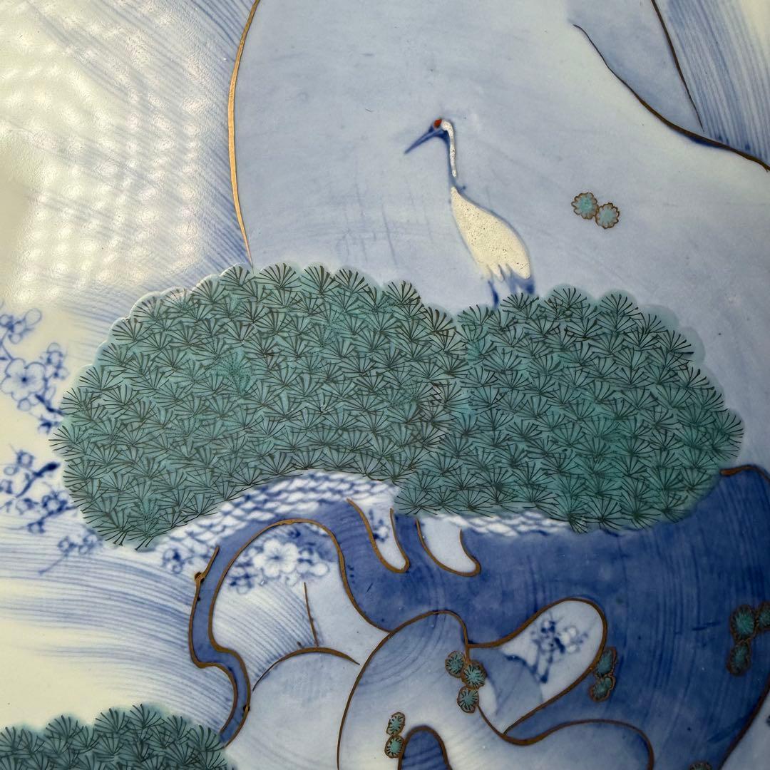 明治〜大正期　幻の窯　蔵春亭久富製磁所　染錦鶴亀文大鉢　超絶細密絵付　博物館級