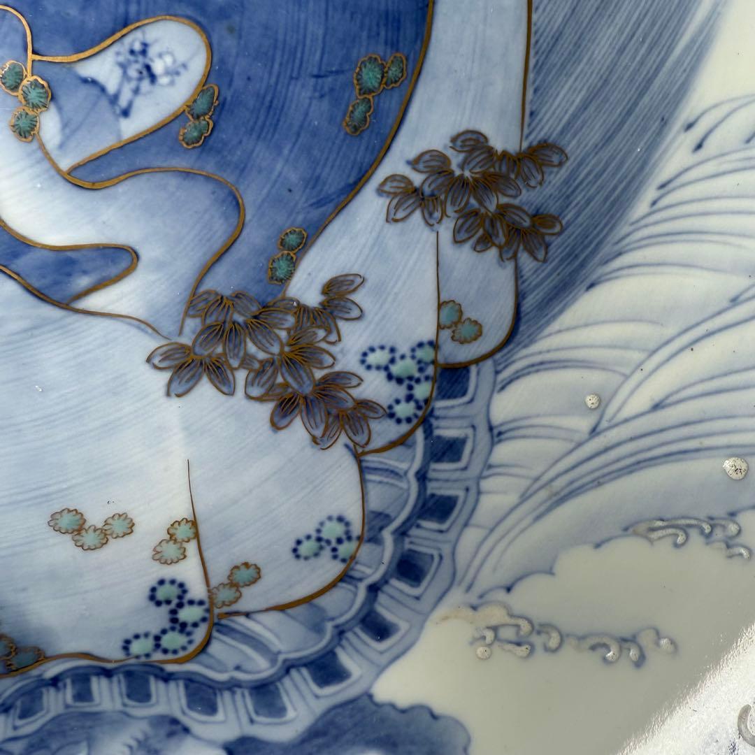 明治〜大正期　幻の窯　蔵春亭久富製磁所　染錦鶴亀文大鉢　超絶細密絵付　博物館級