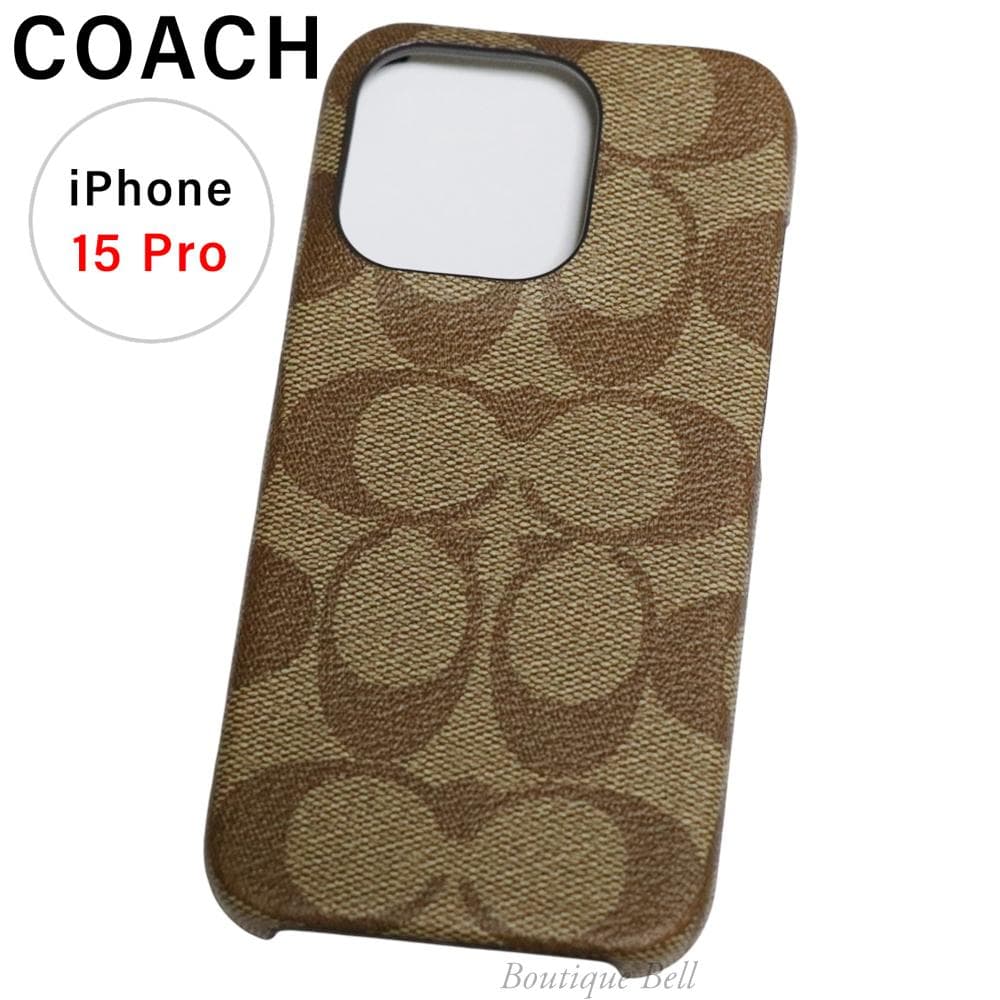 【コーチ】シグネチャー PVC iPhone15Pro ケース カーキ コーチ】シグネチャー PVC iPhone15Pro ケース カーキ コーチ