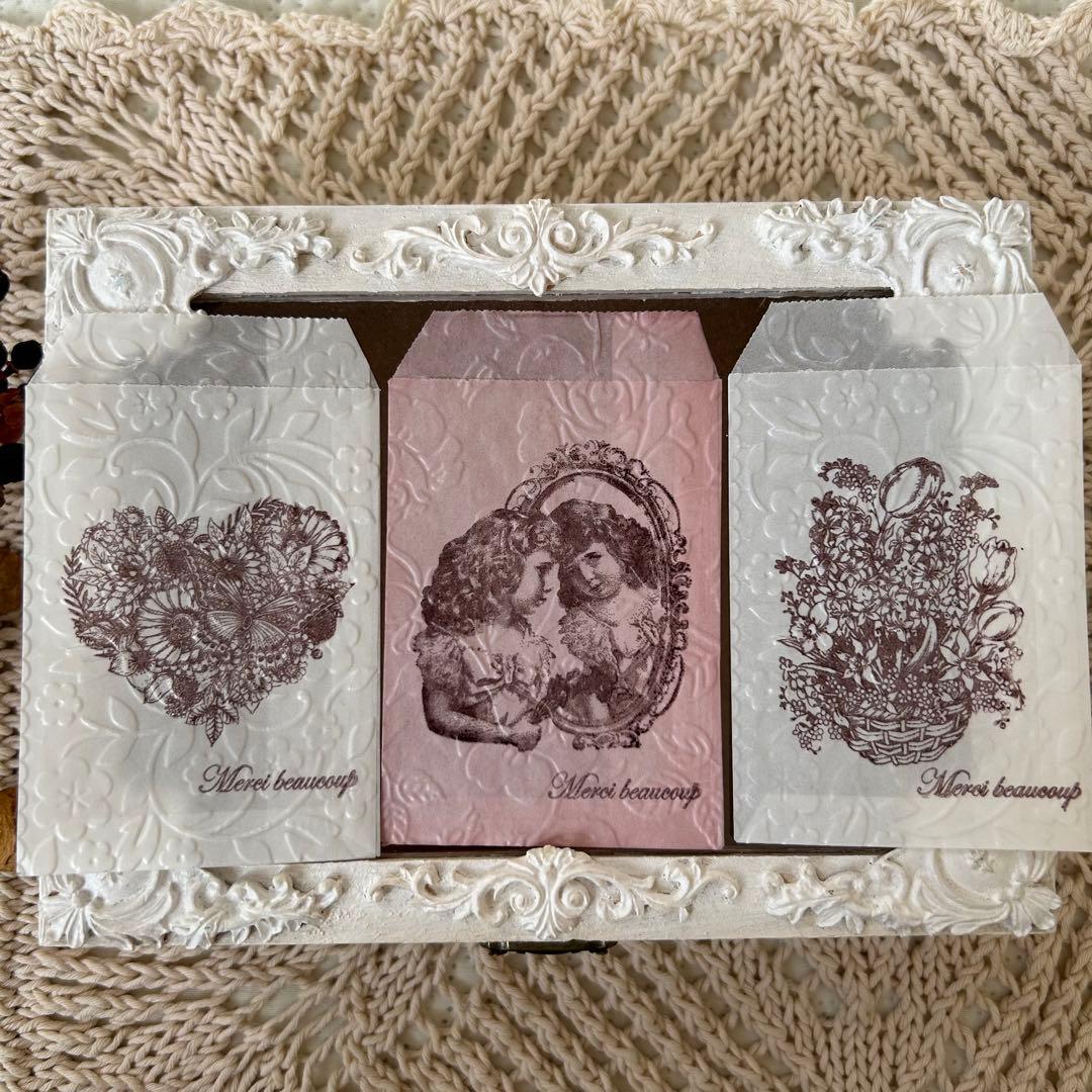 〜再販〜鏡に映る少女♡染め♡エンボス加工♡グラシン封筒♡平袋